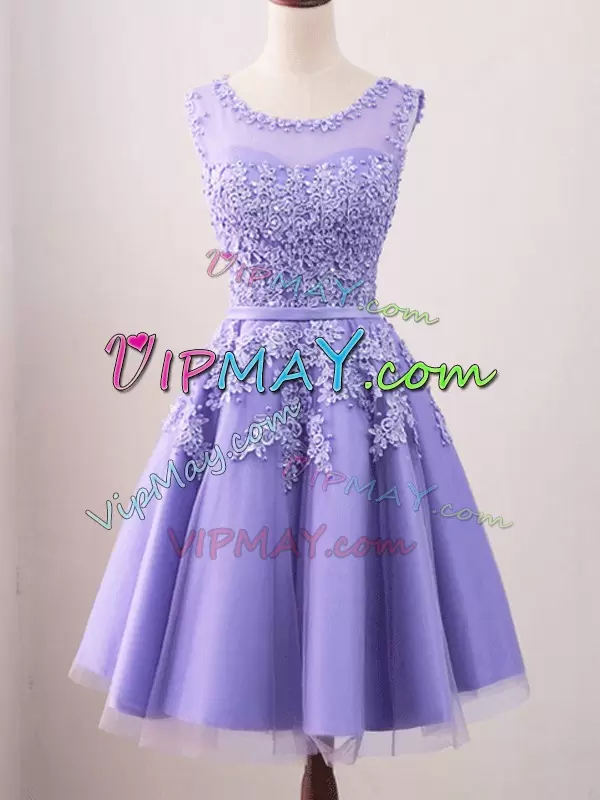 Designer Sleeveless Knee Length Lace Lace Up Bridesmaid Gown With