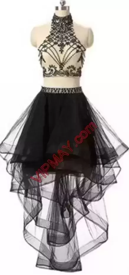 black high low two pieces prom dress