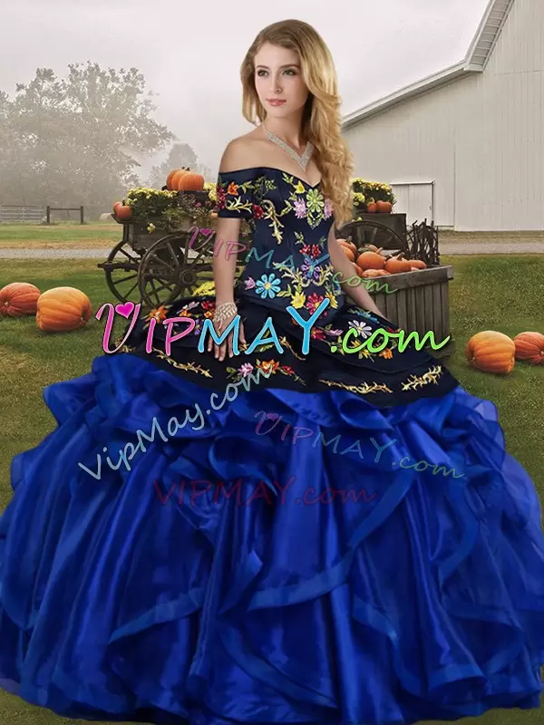 royal blue and black charro quinceanera dress