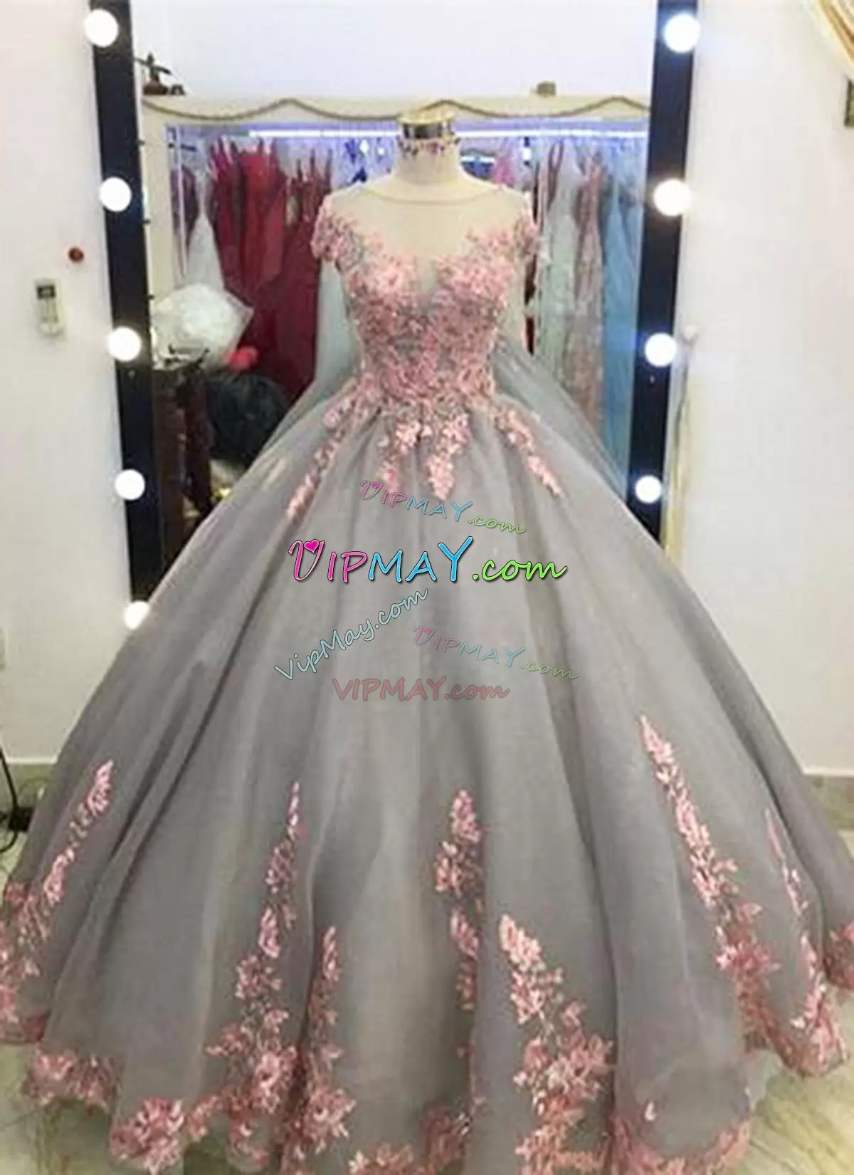 elegant quinceanera dress with 3D flowers
