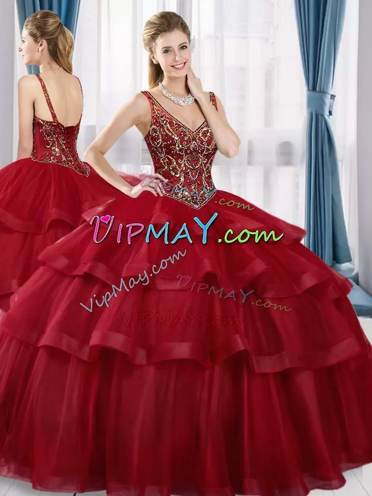 dark red quinceanera dresses